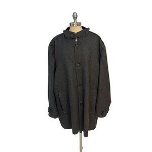 Jean-Paul Germain Mens Charcoal Wool Blend Button-Up Coat 3X
